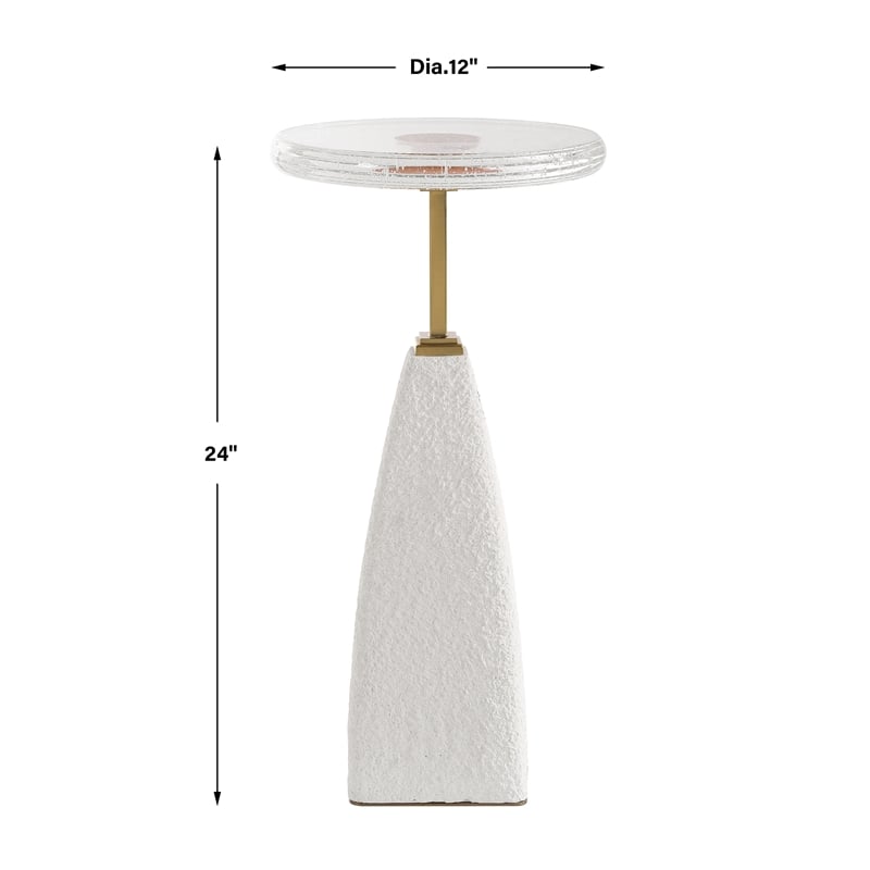 Uttermost Sora Glass Drink Table in White