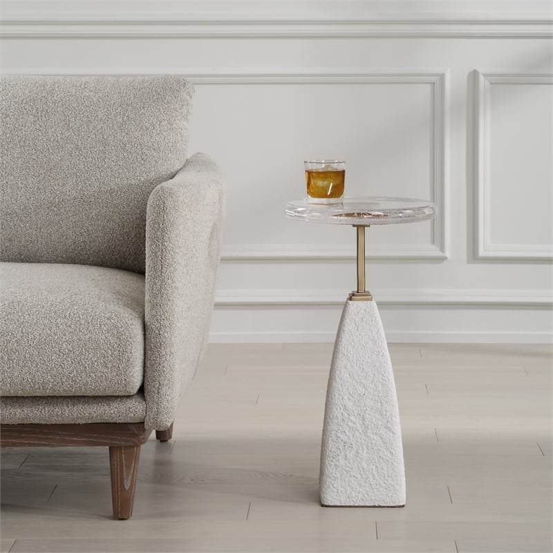 Uttermost Sora Glass Drink Table in White