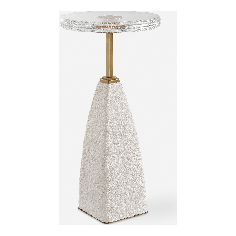 Uttermost Sora Glass Drink Table in White