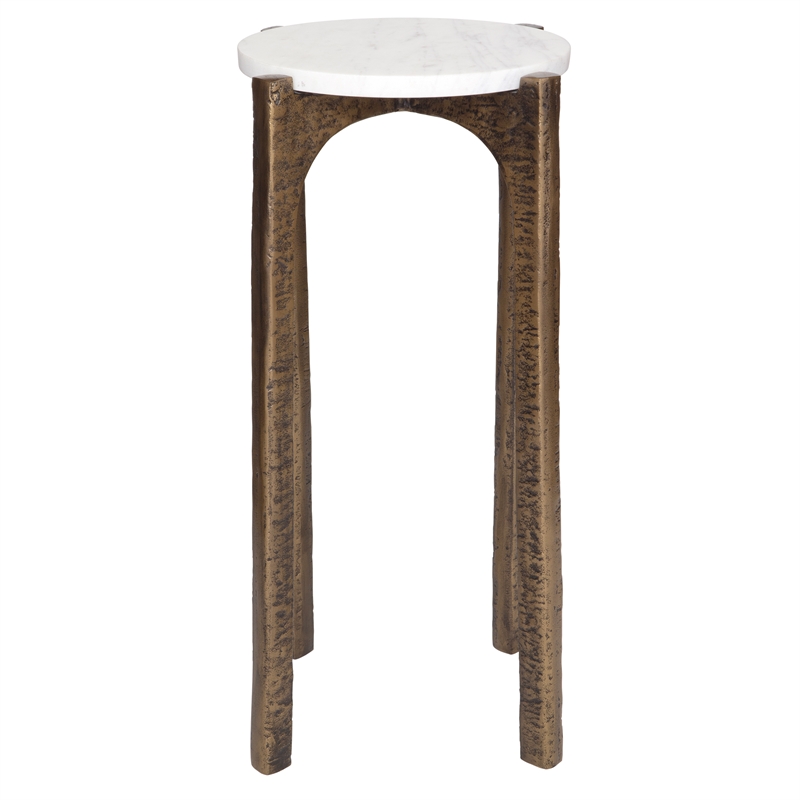 Uttermost Vivi Marble Drink Table in Antique Brass