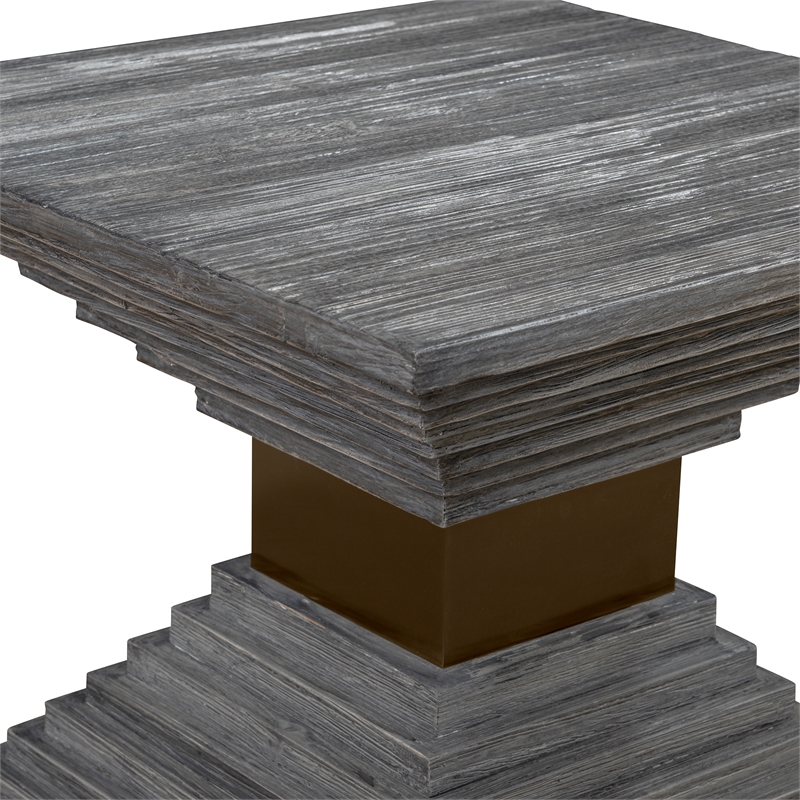Uttermost Andes Wooden Geometric Accent Table in Gray