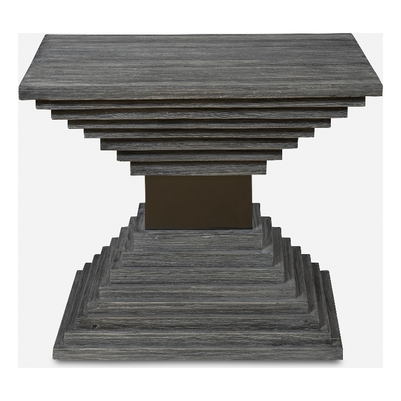 Uttermost Andes Wooden Geometric Accent Table in Gray