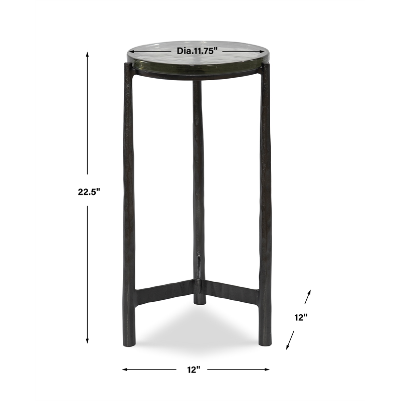 Uttermost Eternity Iron & Glass Accent Table in Gunmetal