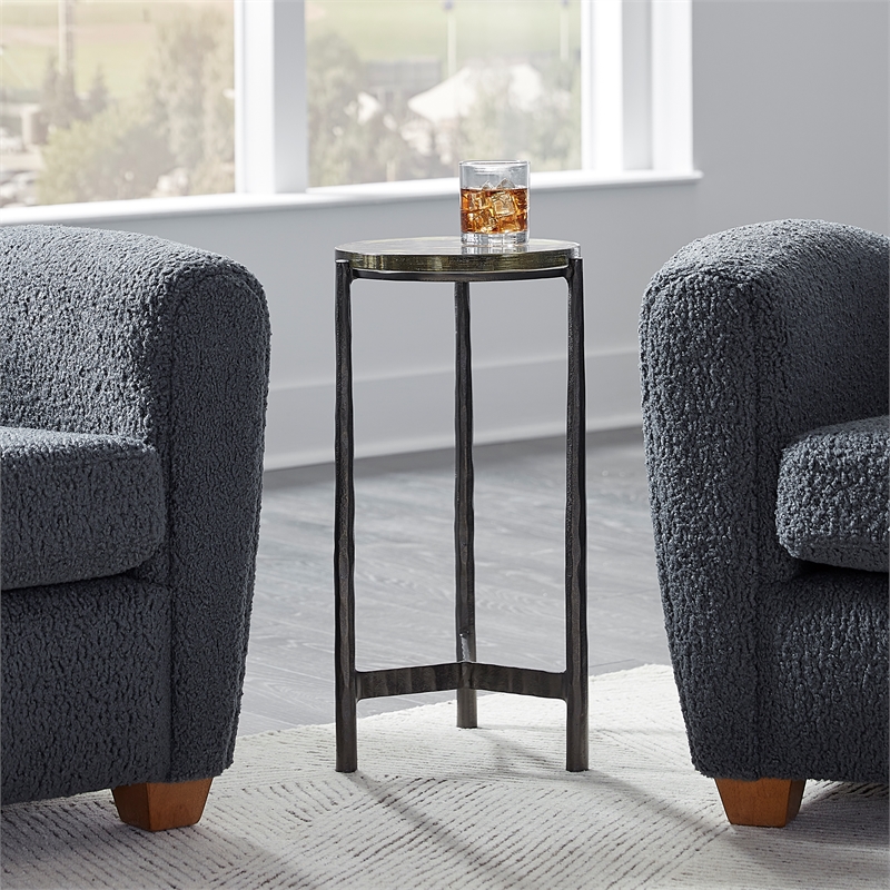 Uttermost Eternity Iron & Glass Accent Table in Gunmetal