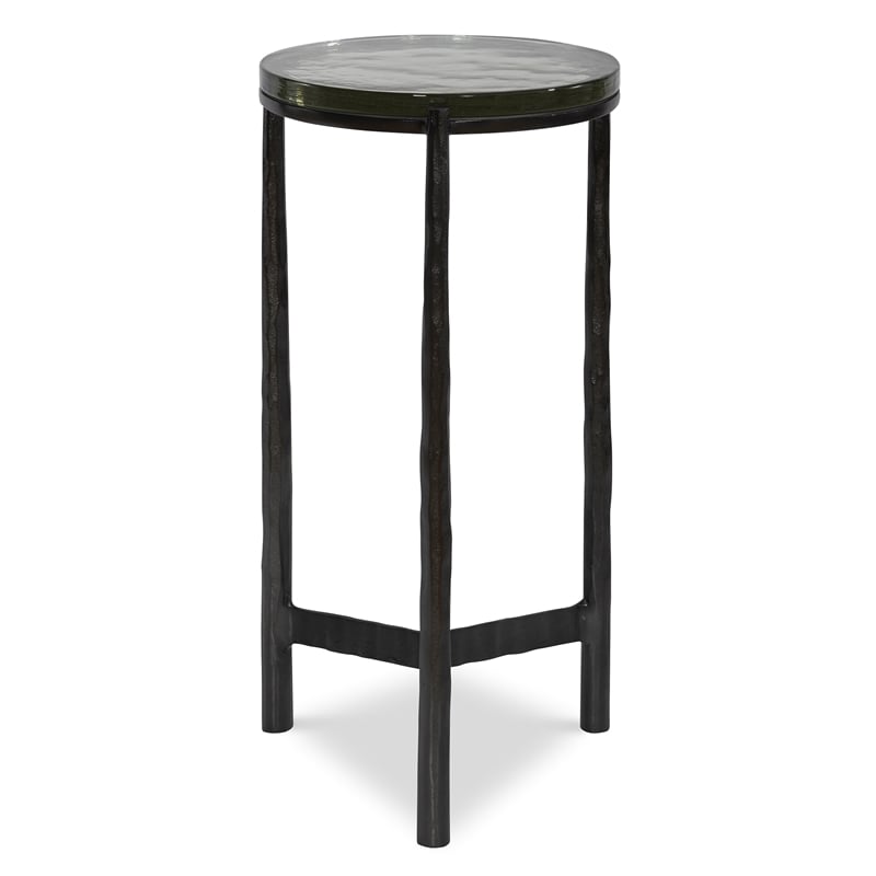 Uttermost Eternity Iron & Glass Accent Table in Gunmetal
