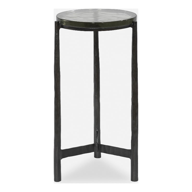 Uttermost Eternity Iron & Glass Accent Table in Gunmetal