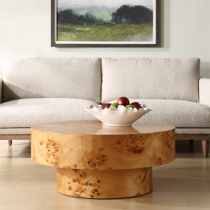Uttermost Knots Poplar Round Coffee Table in Brown