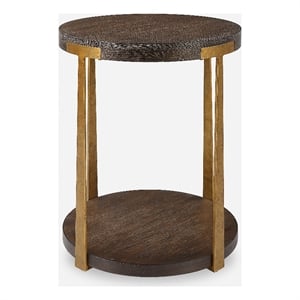 Uttermost Palisade Round Wood Side Table in Coffee