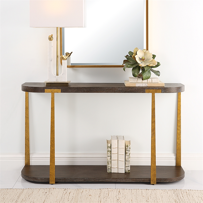 Uttermost Palisade Wood Console Table in Coffee