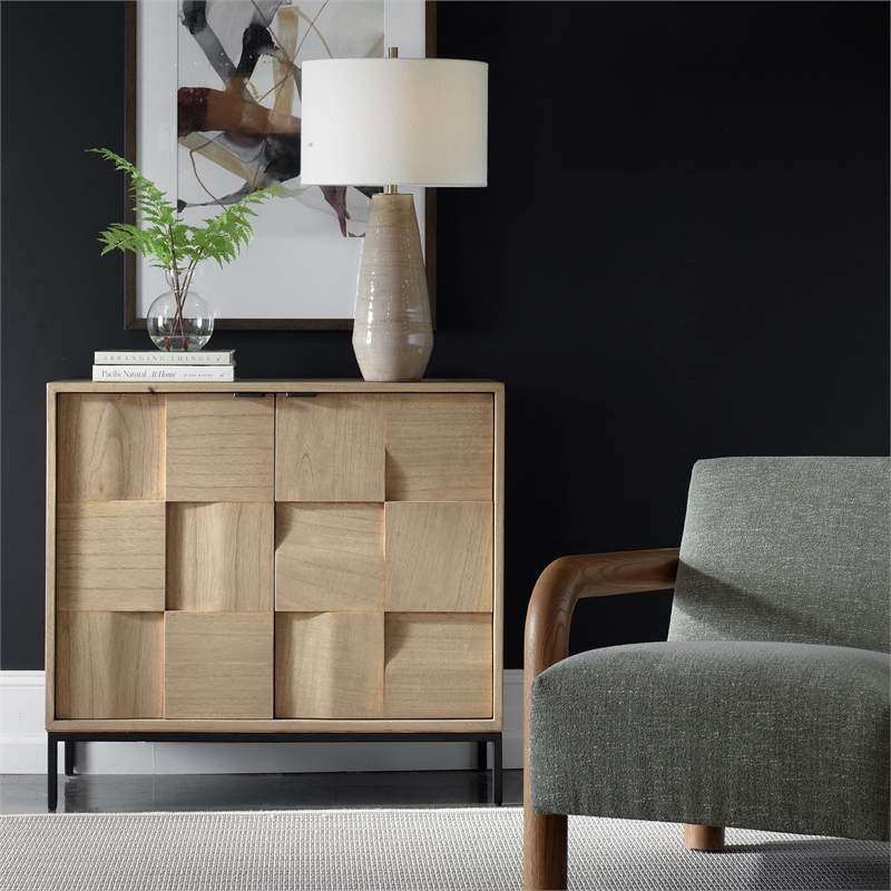 Uttermost Lorenzo Geometric 2 Door Cabinet in Natural