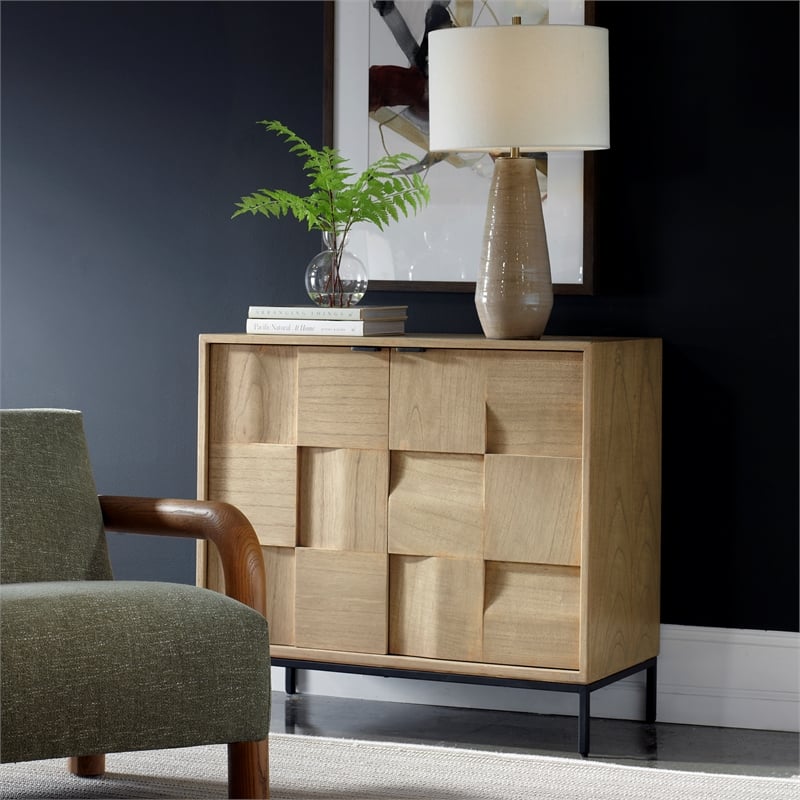 Uttermost Lorenzo Geometric 2 Door Cabinet in Natural