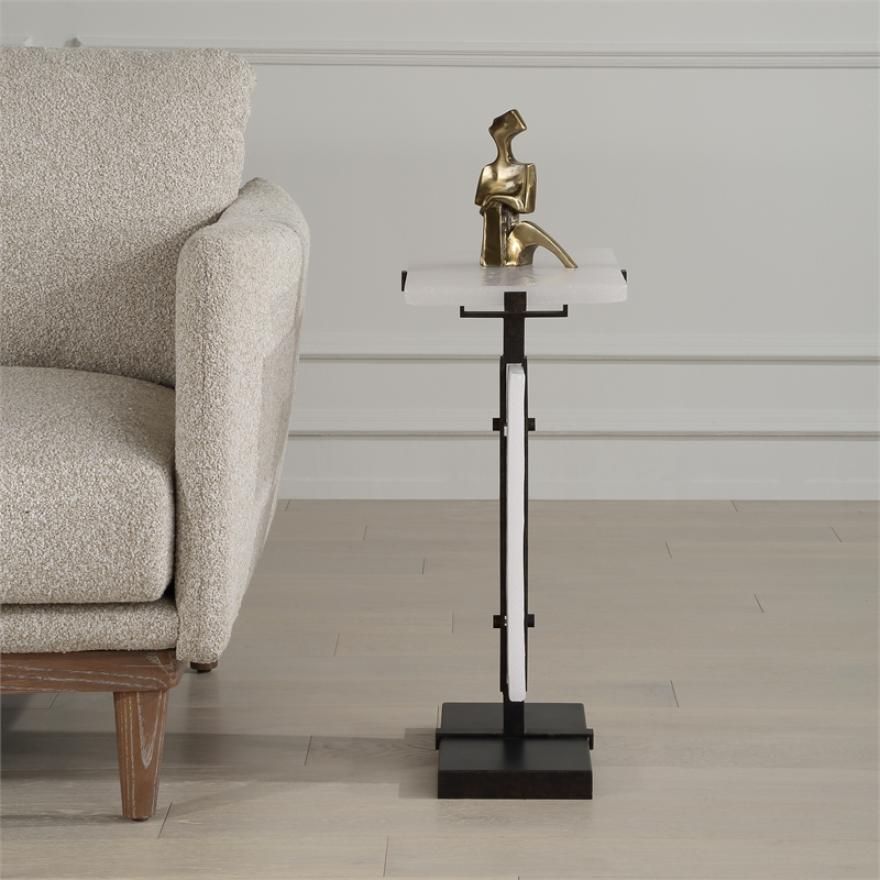 Uttermost Elements Bubble Glass Accent Table in White