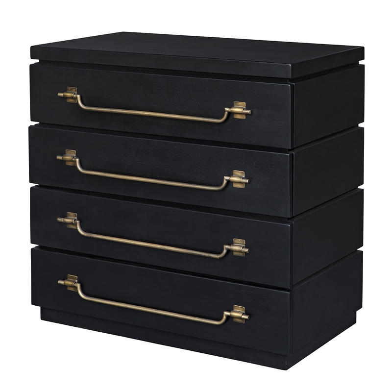 Uttermost Halifax Mahogany Wood 4-Drawers Accent Chest in Black