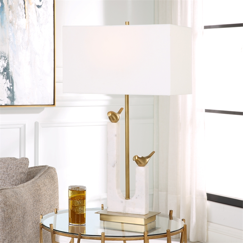 Uttermost Songbirds Table Lamp in White