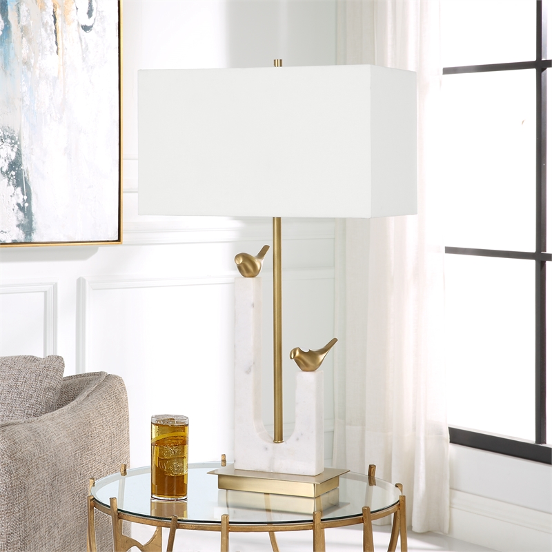 Uttermost Songbirds Table Lamp in White