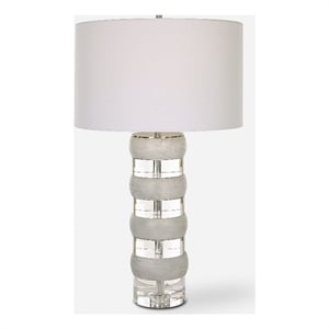 uttermost band together crystal & wood table lamp in white
