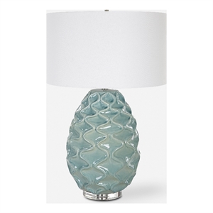 uttermost laced up sea foam glass table lamp