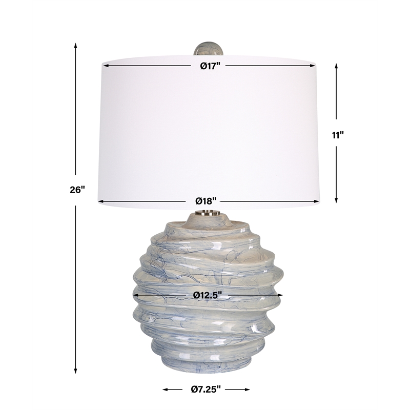 Uttermost Waves Blue & White Accent Lamp