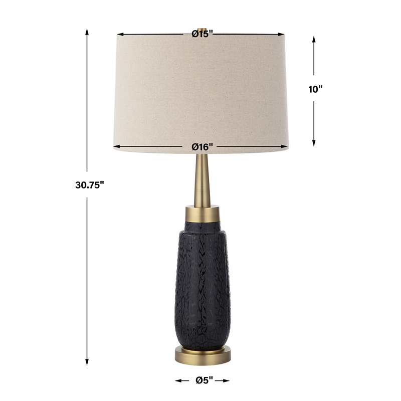 Uttermost Spyglass Black Wood Grain Table Lamp