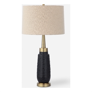 Uttermost Spyglass Black Wood Grain Table Lamp