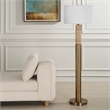 Uttermost Knox Travertine Floor Lamp in Antique Brass