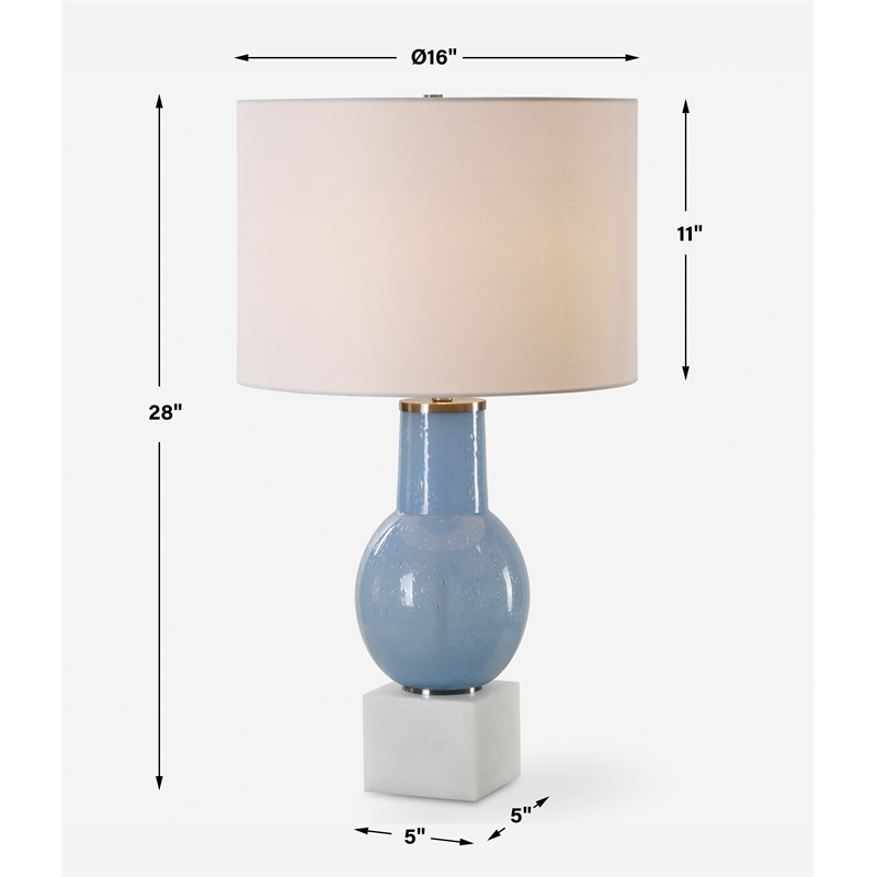 Uttermost Clear Sky Blue Glass Table Lamp