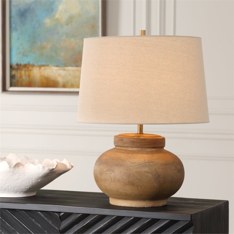 Uttermost Urbino Aged Terracotta Table Lamp in Brown