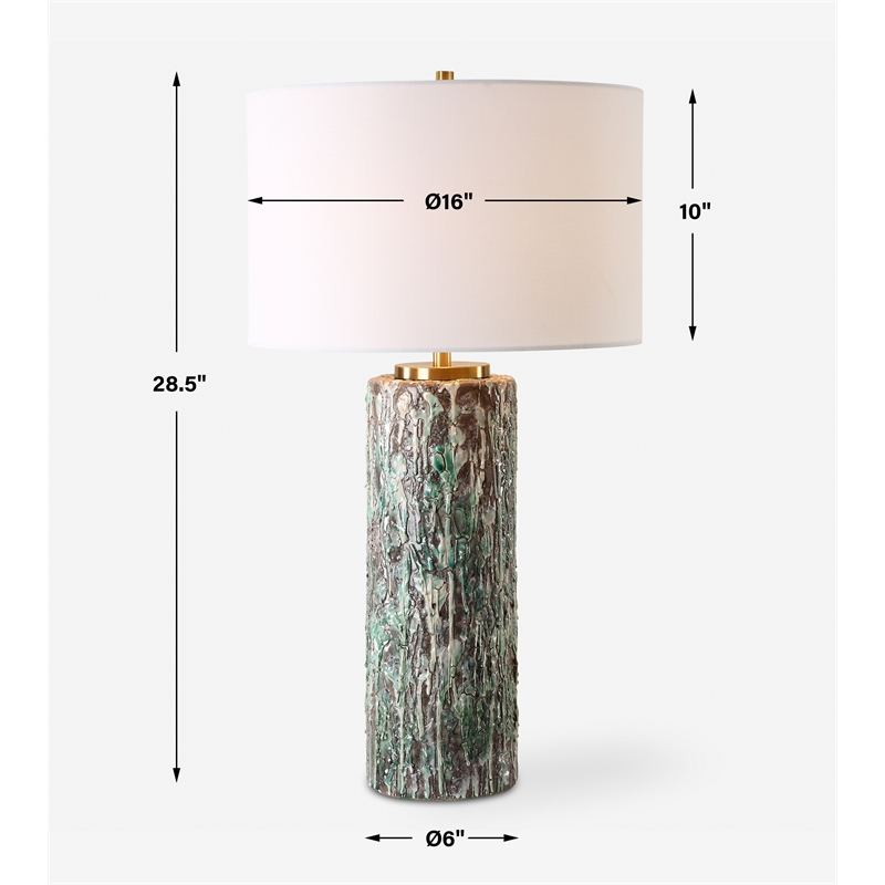 Uttermost Meltdown Ivory Teal Table Lamp