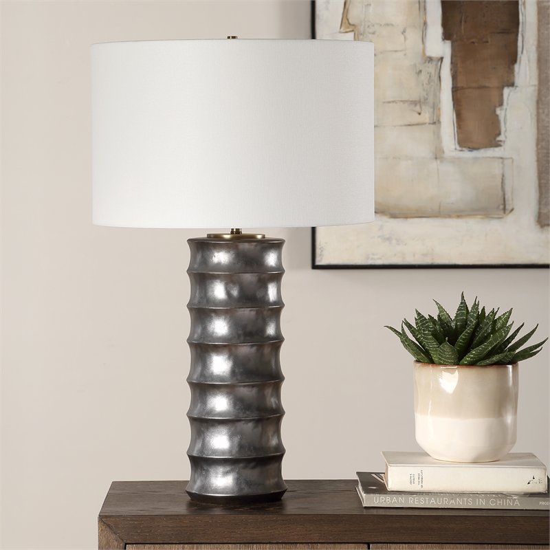Uttermost Corvair Scalloped Table Lamp in Bronze