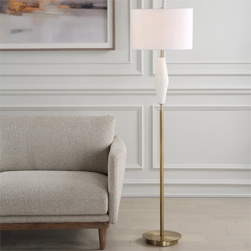 Uttermost Quite The Buzz Floor Lamp in Antique Brass