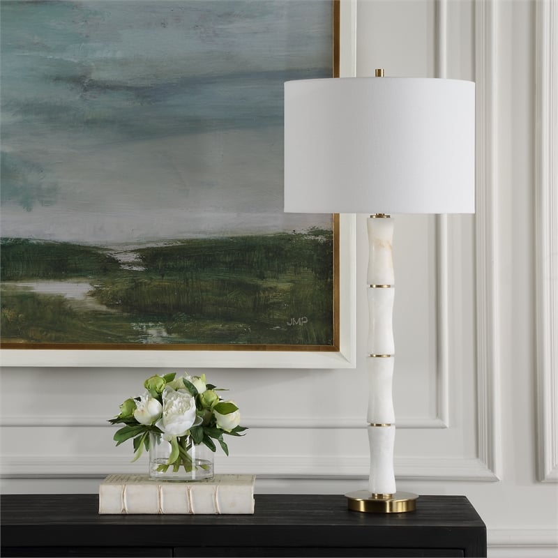 Uttermost Unify Alabaster Table Lamp in White