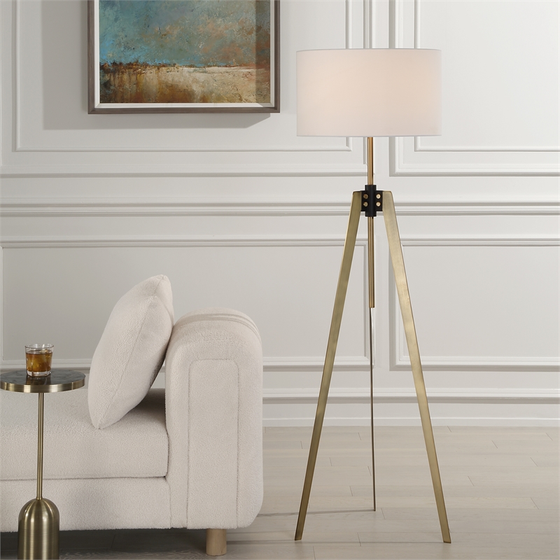 Uttermost Anchorage Tri-pod Floor Lamp in Antique Brass