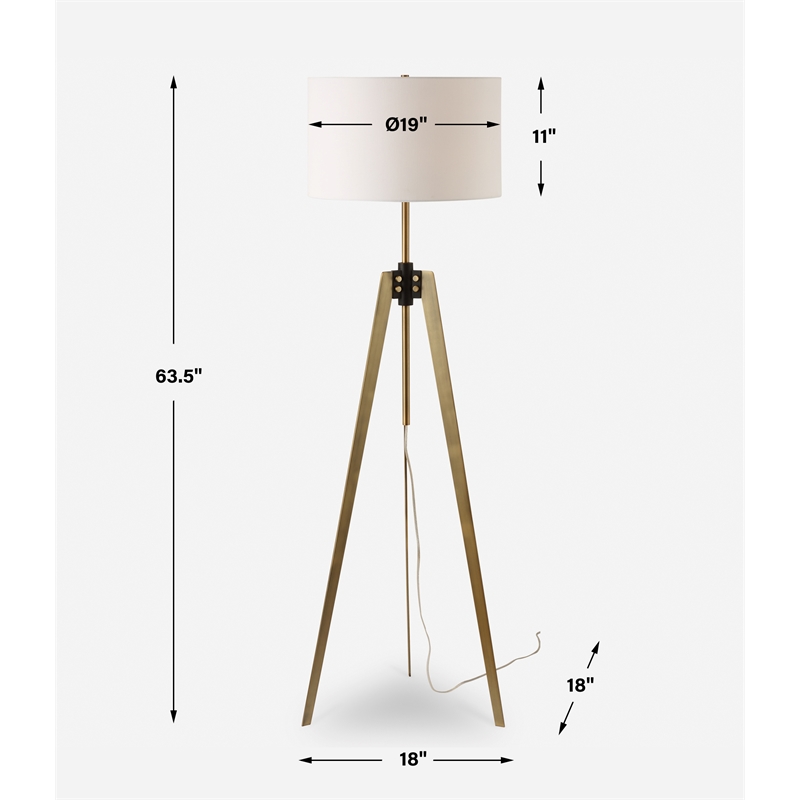 Uttermost Anchorage Tri-pod Floor Lamp in Antique Brass