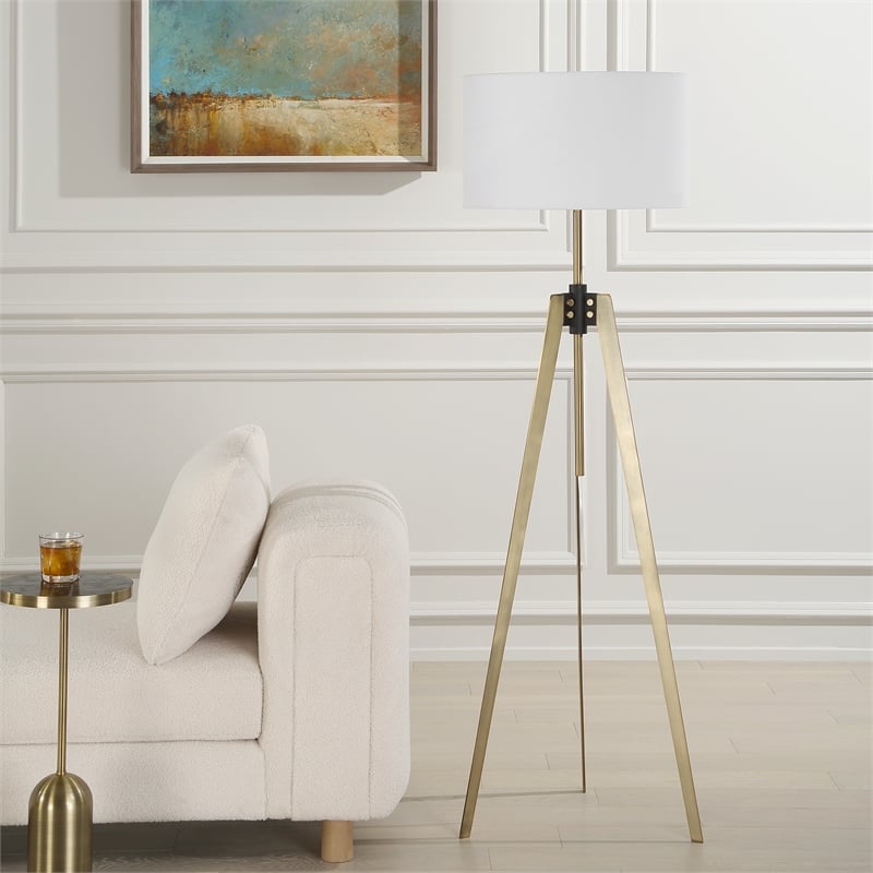 Uttermost Anchorage Tri-pod Floor Lamp in Antique Brass