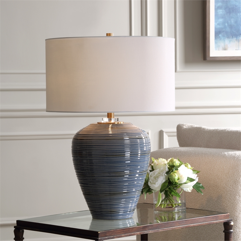Uttermost Moher Glossy Blue Table Lamp