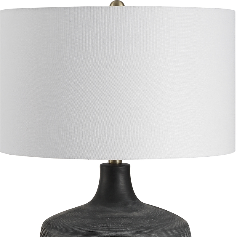 Uttermost Graphite Ribbed Table Lamp in Charcoal
