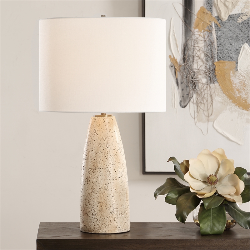 Uttermost Maury Travertine Table Lamp in Brown