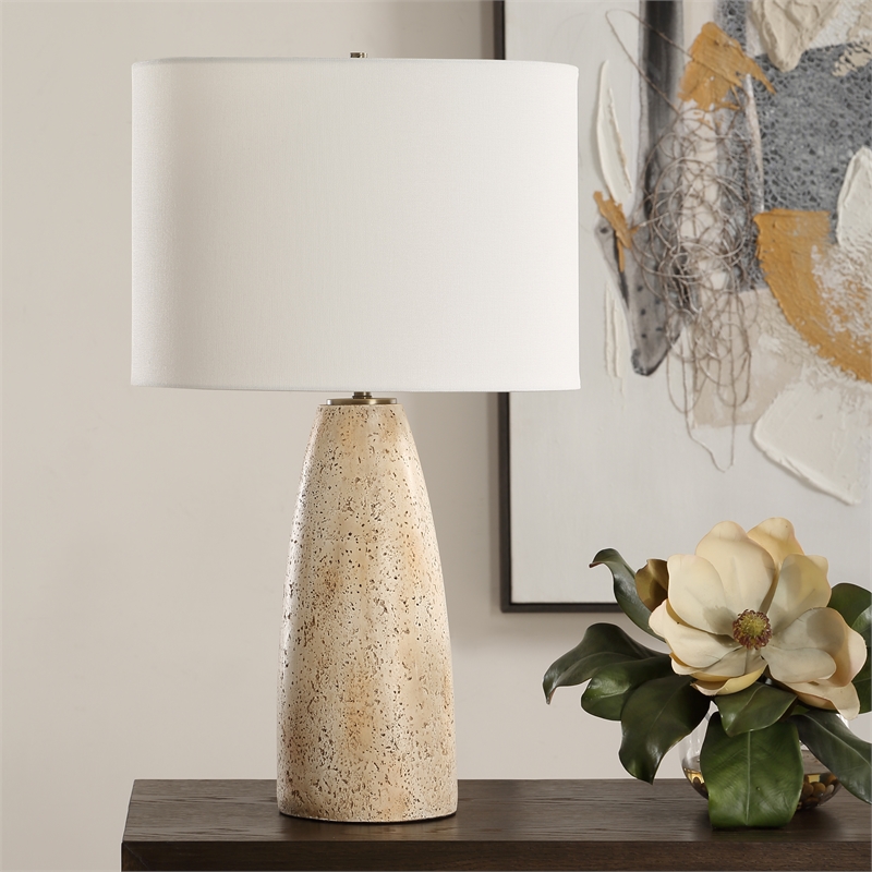 Uttermost Maury Travertine Table Lamp in Brown