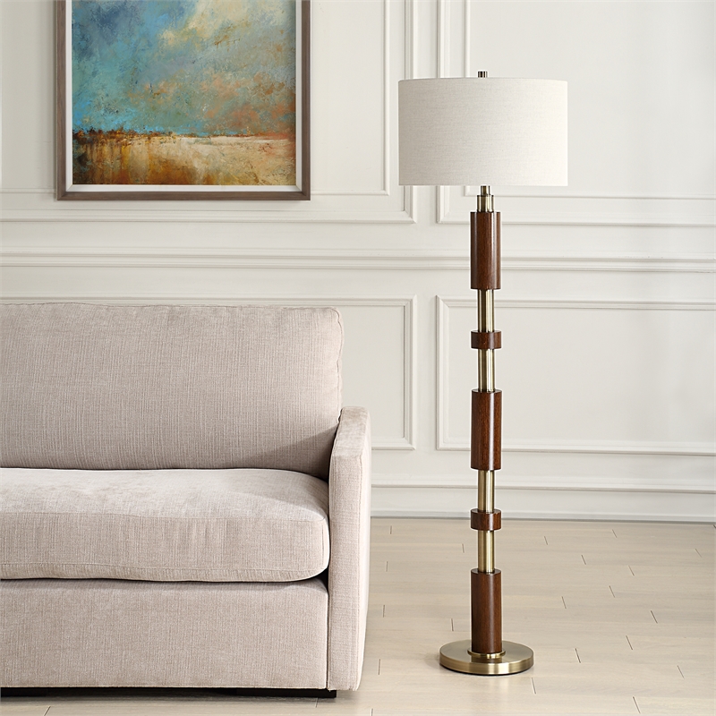 Uttermost Stacked Wooden Floor Lamp in Brown