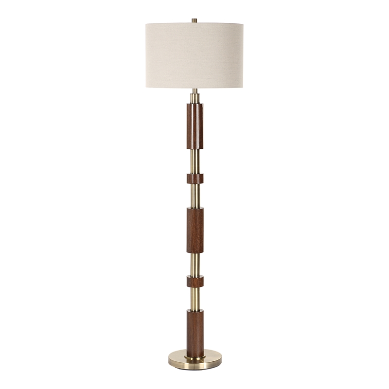 Uttermost Stacked Wooden Floor Lamp in Brown