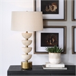 Uttermost Hemisphere Travertine Table Lamp in Tan