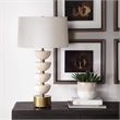 Uttermost Hemisphere Travertine Table Lamp in Tan