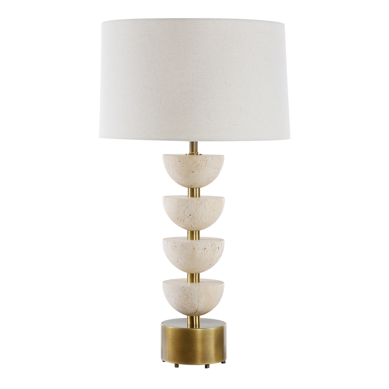 Uttermost Hemisphere Travertine Table Lamp in Tan