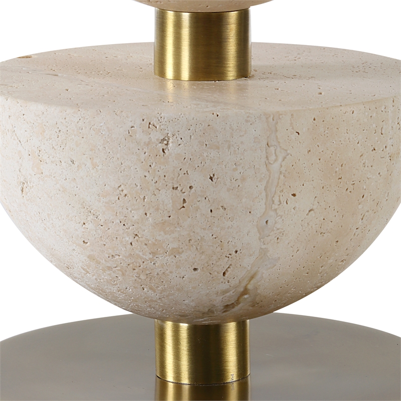 Uttermost Hemisphere Travertine Table Lamp in Tan
