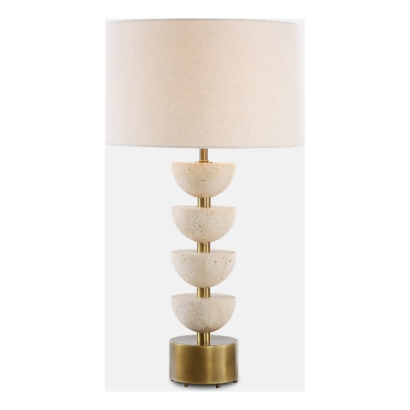 Uttermost Hemisphere Travertine Table Lamp in Tan