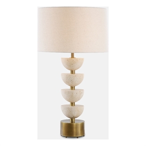 uttermost hemisphere travertine table lamp in tan