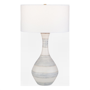 Uttermost Potter Striped Ivory Blue Table Lamp