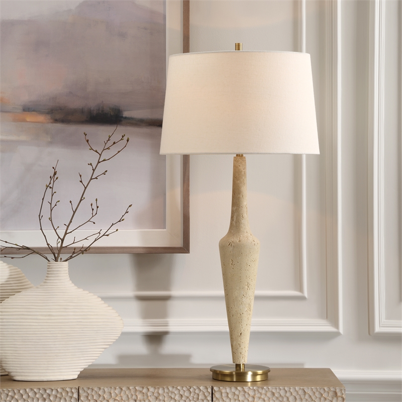 Uttermost Juliet Travertine Table Lamp in Tan