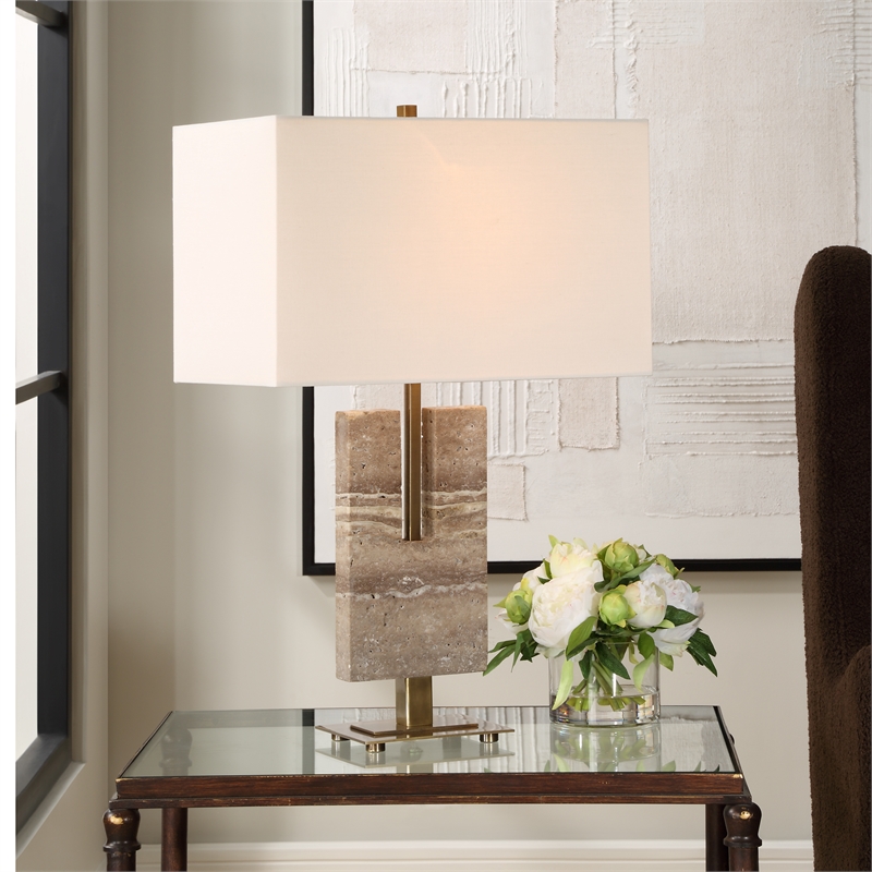 Uttermost Turning Point Travertine Table Lamp in Brown