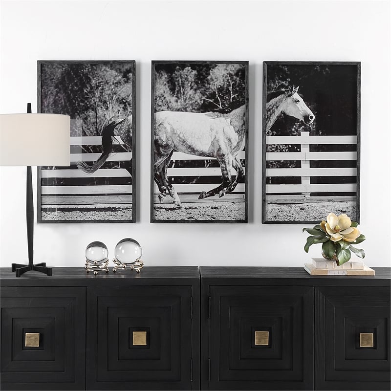 Uttermost Galloping Forward Equine Prints in Multi-Color (Set of 3)